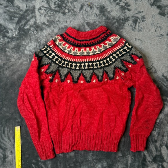 Vintage Woolrich Fair Isle Wool Mohair Nordic Motif Design Size Medium Red - Picture 7 of 7